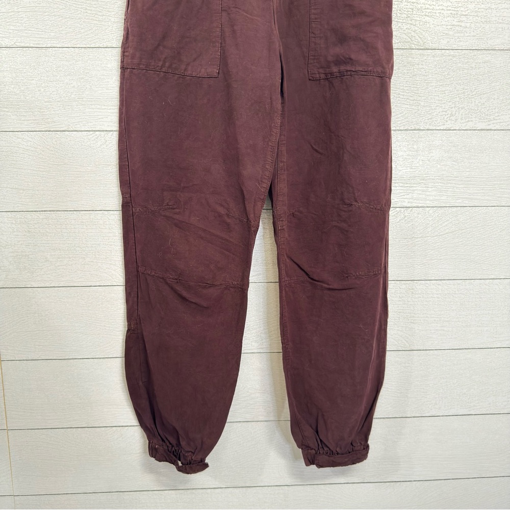 All Saints Burgundy Linen Lyocell Joggers Sz 8 Relaxed Soft Trousers Minimal - Picture 7 of 12